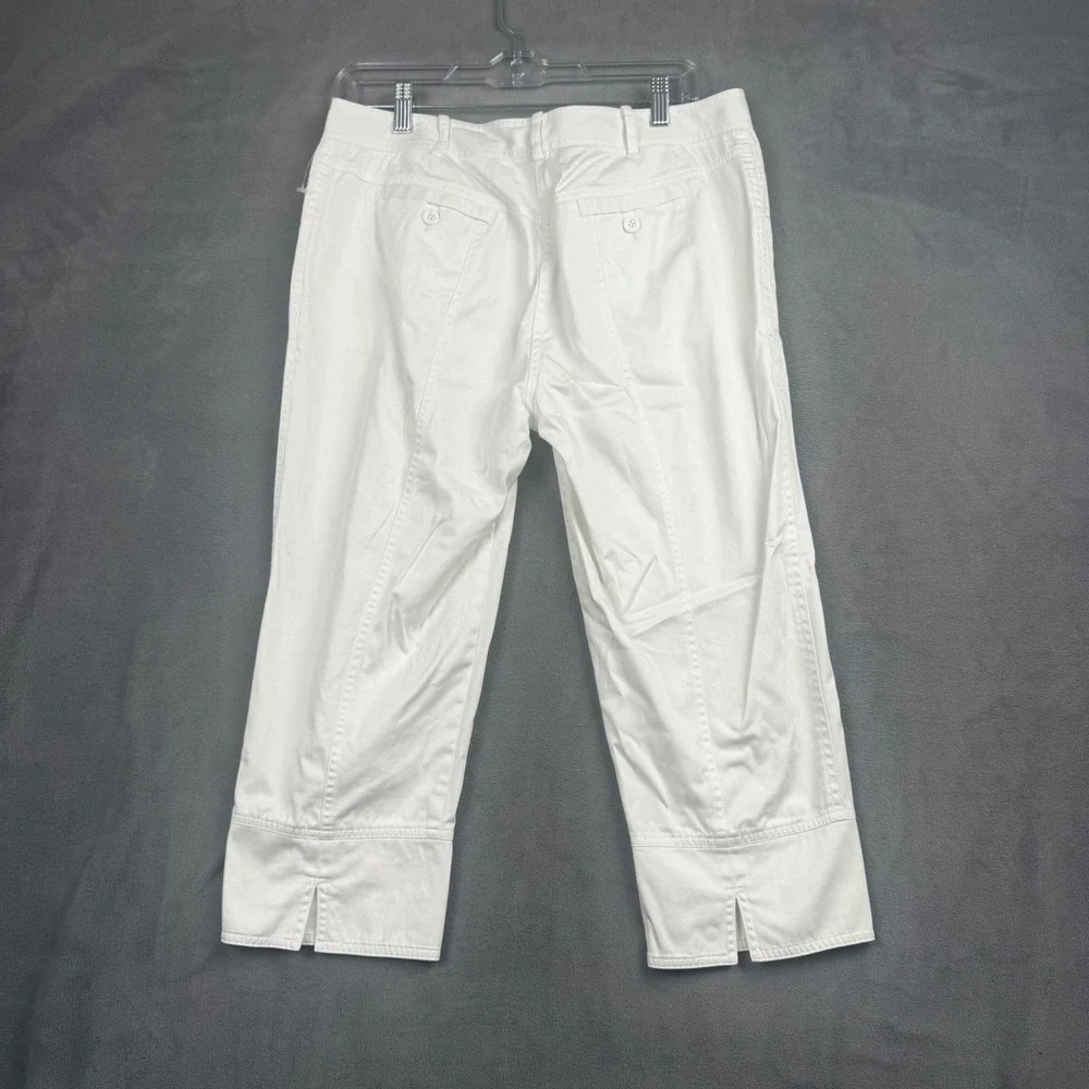 Lafayette 148 New York White Cotton Blend Cropped Utility Pants‎ Size 8